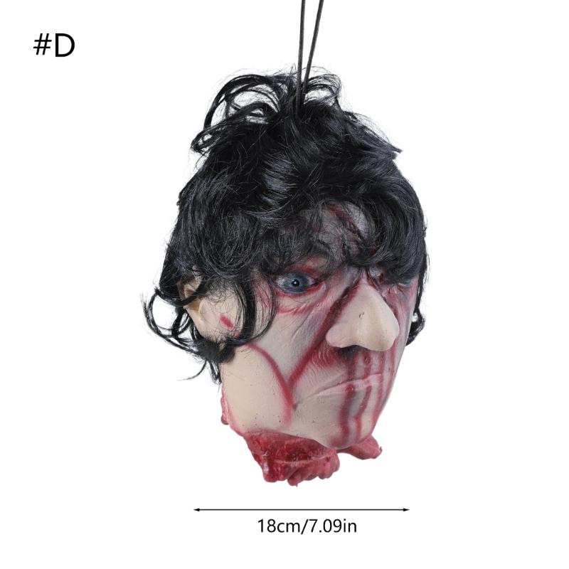 Cabeza de Muerto Colgante con Cadena Accesorios de Cabeza de Halloween Parte del Cuerpo de Muerto Sangrienta Aterradora Accesorios de Cabeza Cortada Colgantes