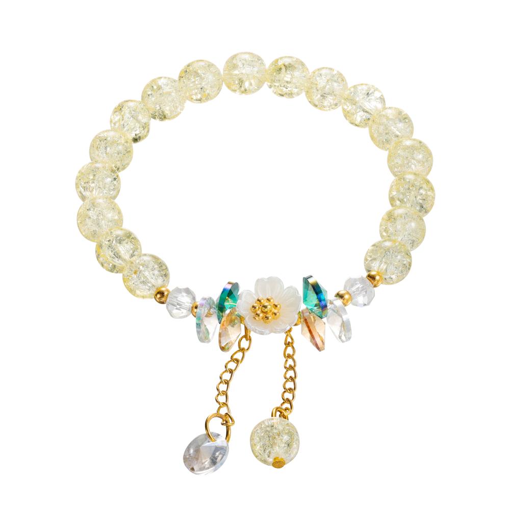 1pc Korean Style Sweet Daisy Flower Bracelet Colorful Crystal Beaded Elastic Rope for Women Girls Party Wedding Jewelry Gift