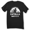 Japanese Catzilla Shirt Cat Retro Japanese Funny Cat Tees Cat Lover Men T Shirts Cotton Tops