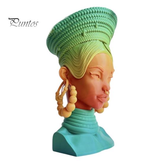 Black Woman Incense Burner African Queen Head Incense Stick Cone Holder Home Office Yoga Meditation Room Desktop Decoration Ornament