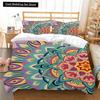 Bohemian Lotus King Queen Duvet Cover Boho Mandala Bedding Set For Kids Teens Adults Exotic Flowers 2/3Pcs Polyester Quilt Cover