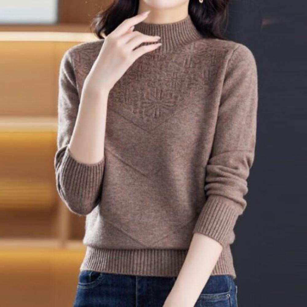 Navava Unisex Vintage Daily Solid Turtleneck Long Sleeve Knit Sweater Nk3544