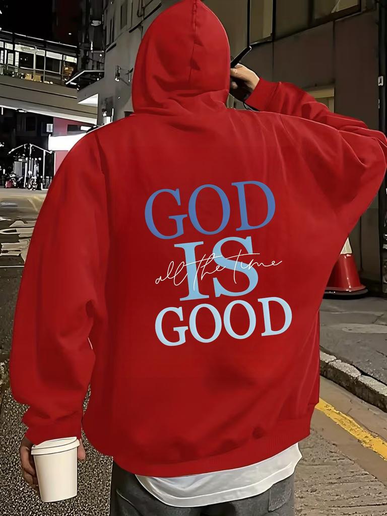 Herren Fleece Hoodie Kunst Buchstaben Slogan Rückendruck Pullover, Übergroß Langarm Grafik Sweatshirt, Lässige Streetwear Herbst Winter Oberteile