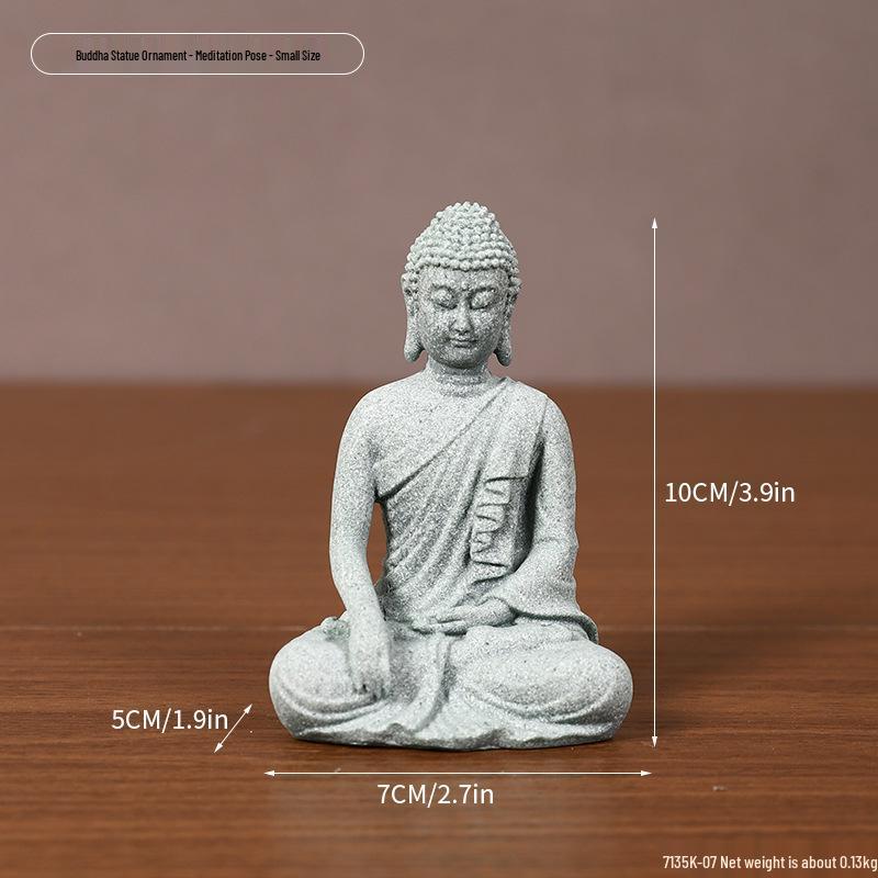 Green Sandstone Buddha Statue: Zen Decor for Home and Garden
