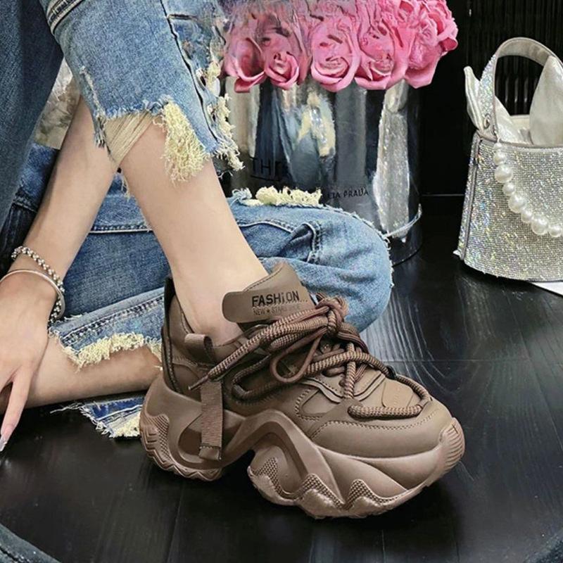 

Кожаные папины туфли женские весенние новые универсальные туфли на толстой подошве увеличивающие рост повседневные туфли спортивная обувь женская 40