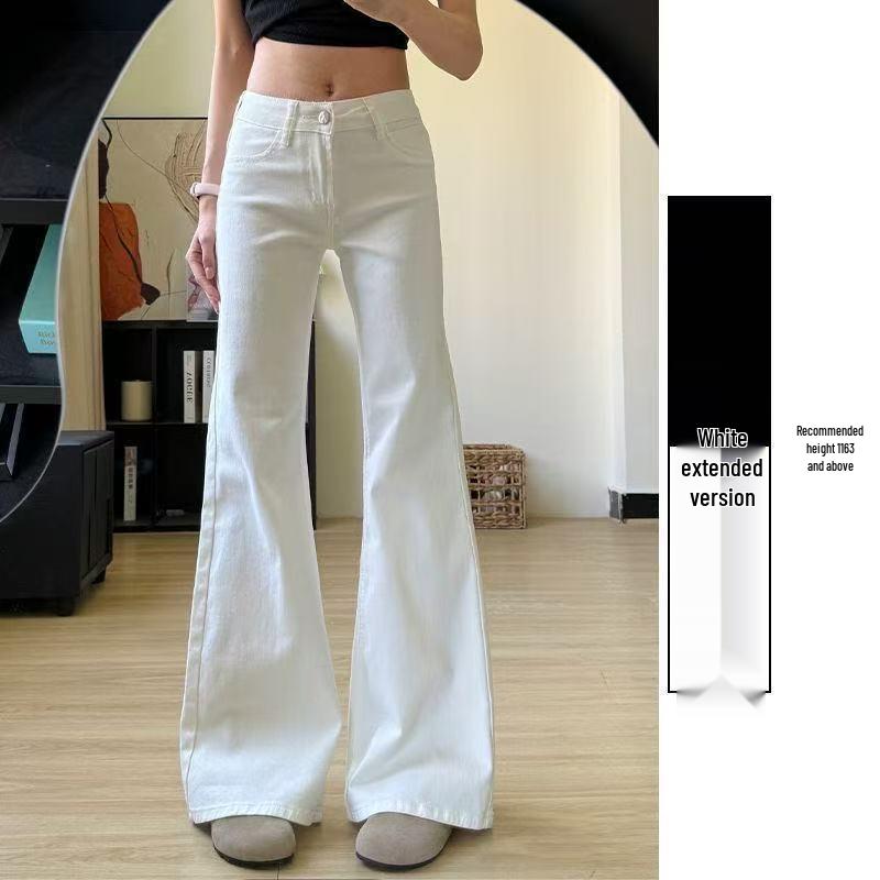 

Women s Fleece-Lined Khaki Low-Waist Micro-Flare Jeans - Slim Fit, Floor-Length, Autumn/Winter 2025 Collection L