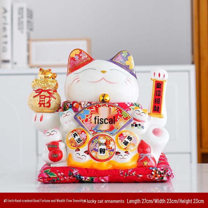 Автоматическая машущая фигурка кота удачи из керамики для дома или витрины магазина