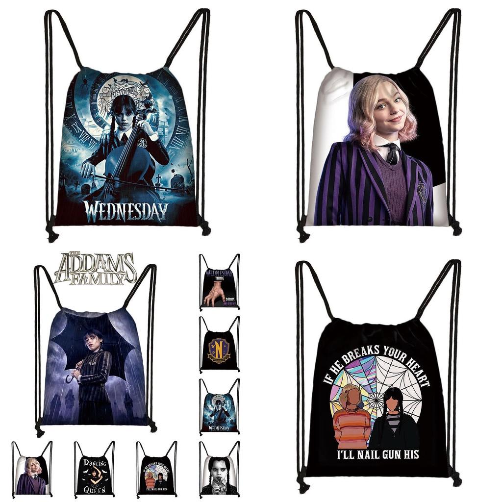 Mittwoch Die Addams Family Turnbeutel mit großer Kapazität Schultasche Reisetasche Kinder