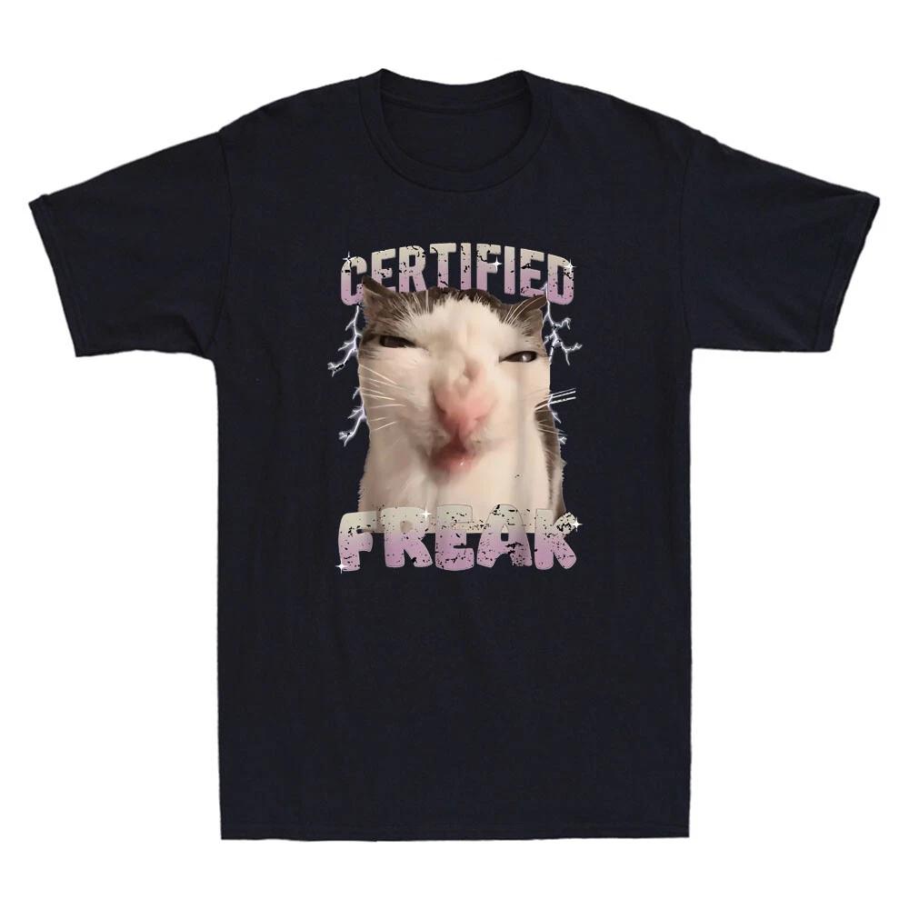 Certified Freak Eat Cement Cursed Cat Funny Cat Meme Quote Vintage Men's T-Shirt