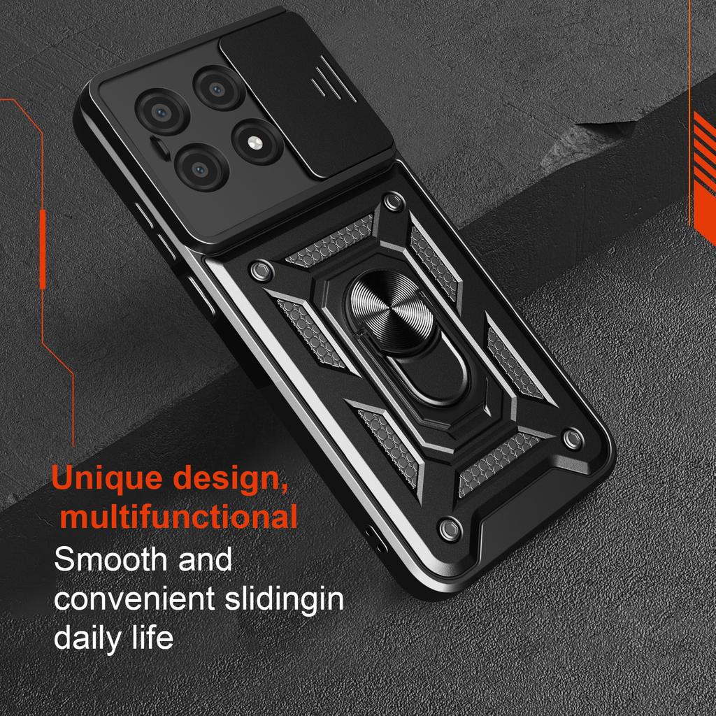 For POCO X6 Pro 5G Case Armor Slide Camera Protection Kickstand Phone Cover for Xiaomi POCO X6 Pro Capa Shockproof Funda