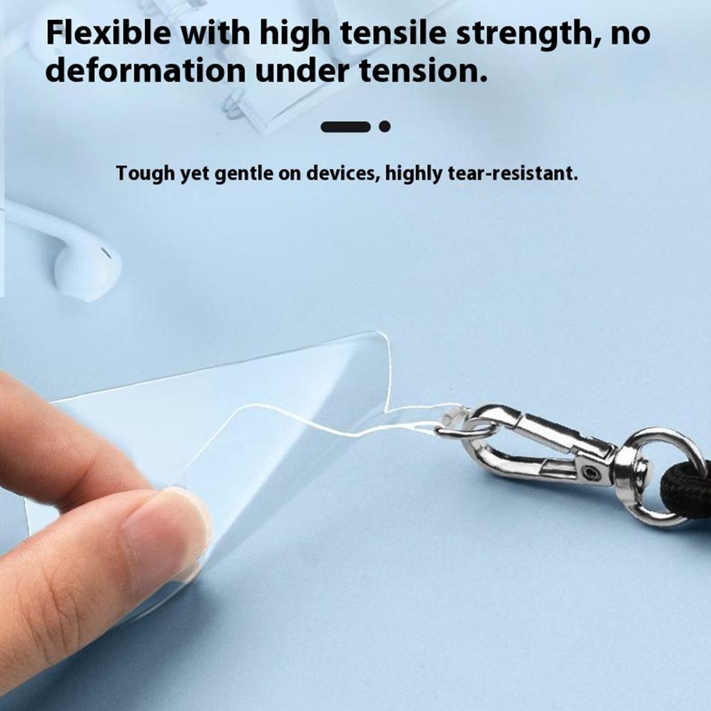 10Pcs 55 x 35mm Clear TPU Phone Tether Tab for Phone Case Ultra Thin Cellphone Lanyard Patch with Round Hole