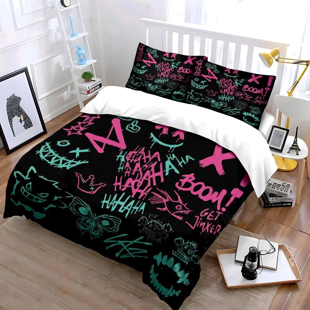 Graffiti Style Sticker Set Soft Comfortable Duvet Cover Bedding Set Included 1*Duvet Cover & 2*Pillowcases gift