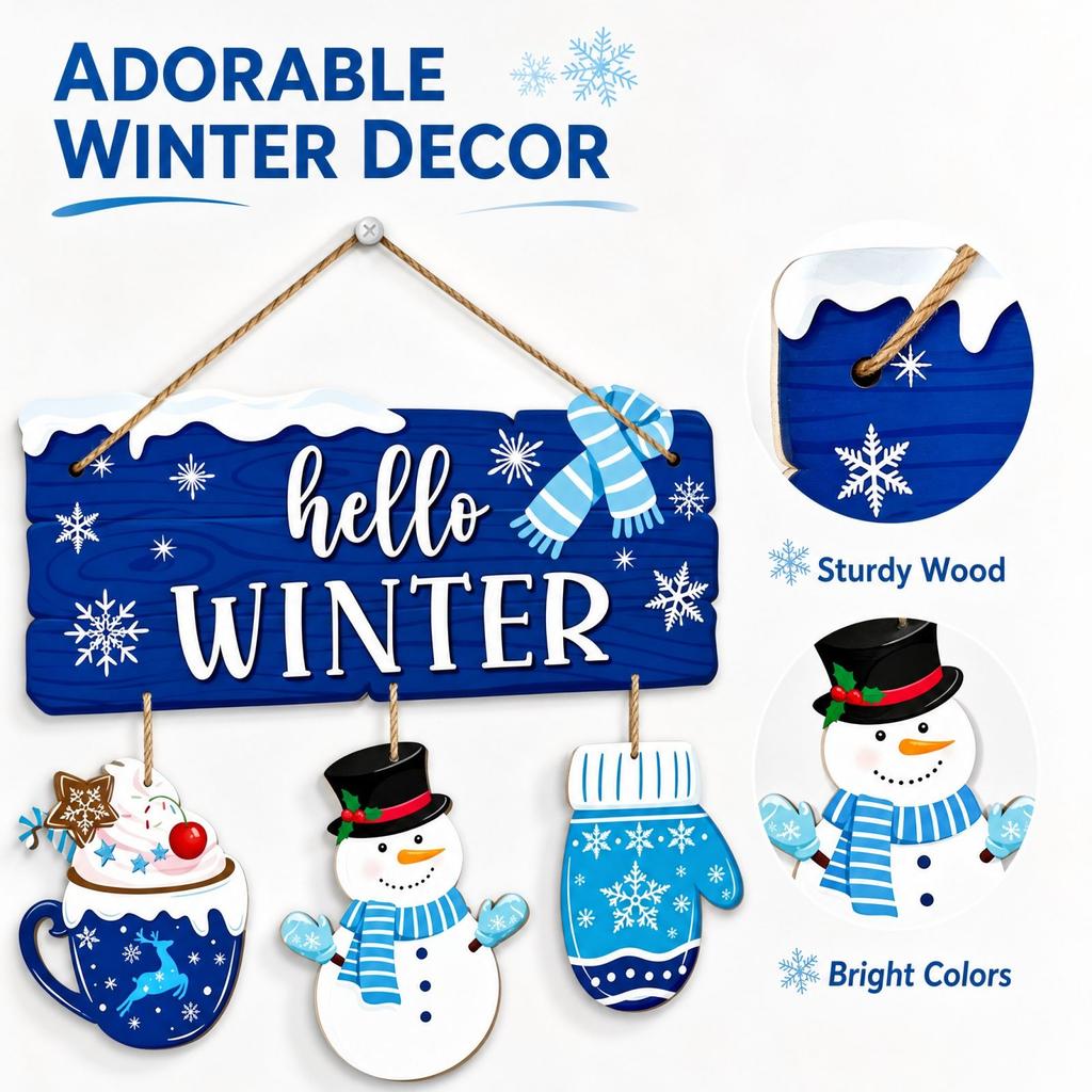 Christmas Wooden Hanging Door Sign for Holiday Party Decor and Wall Display