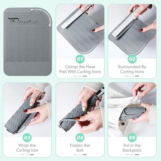 Styling-Werkzeug, hitzebeständige Matte, aufrollbar, faltbar, rutschfest, flach/Lockenstab, Haarglätter, Haar-Werkzeuge, Silikon-Pad, Schutzkissen