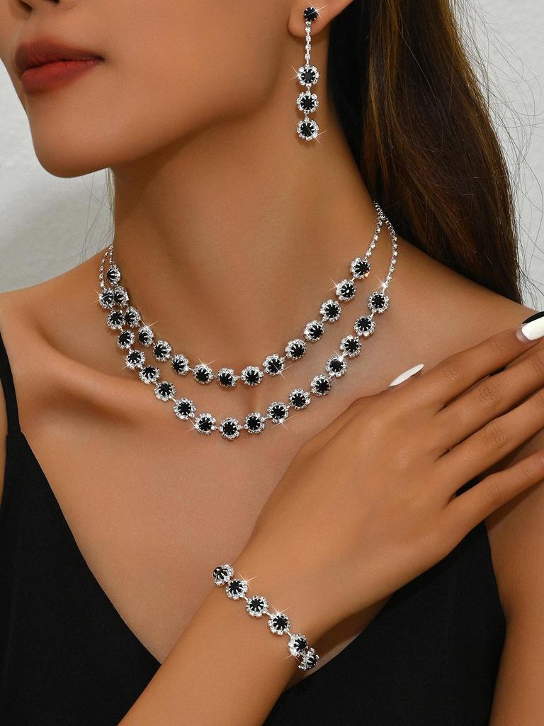 Sonnenblumen Diamant Halskette und Ohrring Set - Hochzeits Schmuck Accessoires