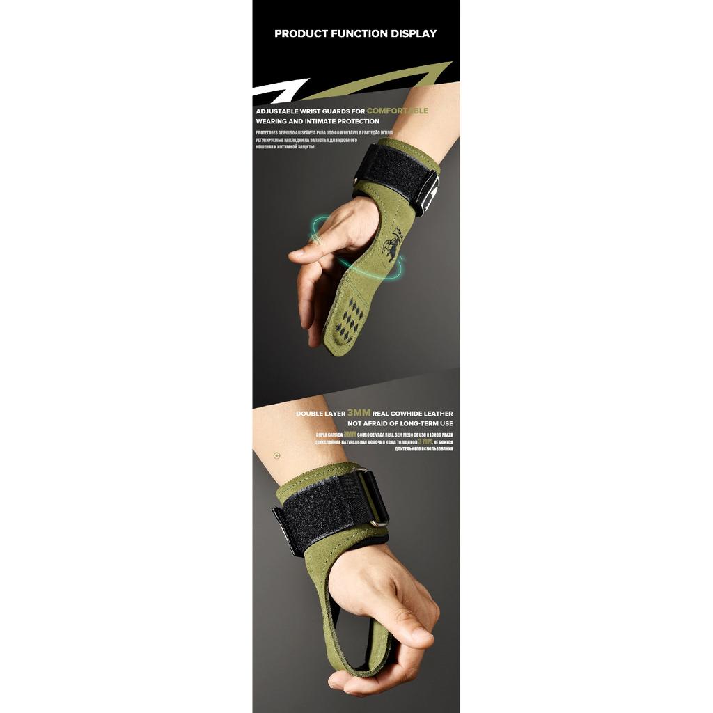 1Pair Premium Cowhide Leather Gym Fitness Gloves Lifting Straps Grips Anti-Skid Weightlifting belt For Palm Protection Deadlift