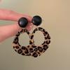 Retro Exaggerated Irregular Geometry Leopard Print Acrylic Pendant Earrings for Women Charm Personality Dangle Earrings Jewelry