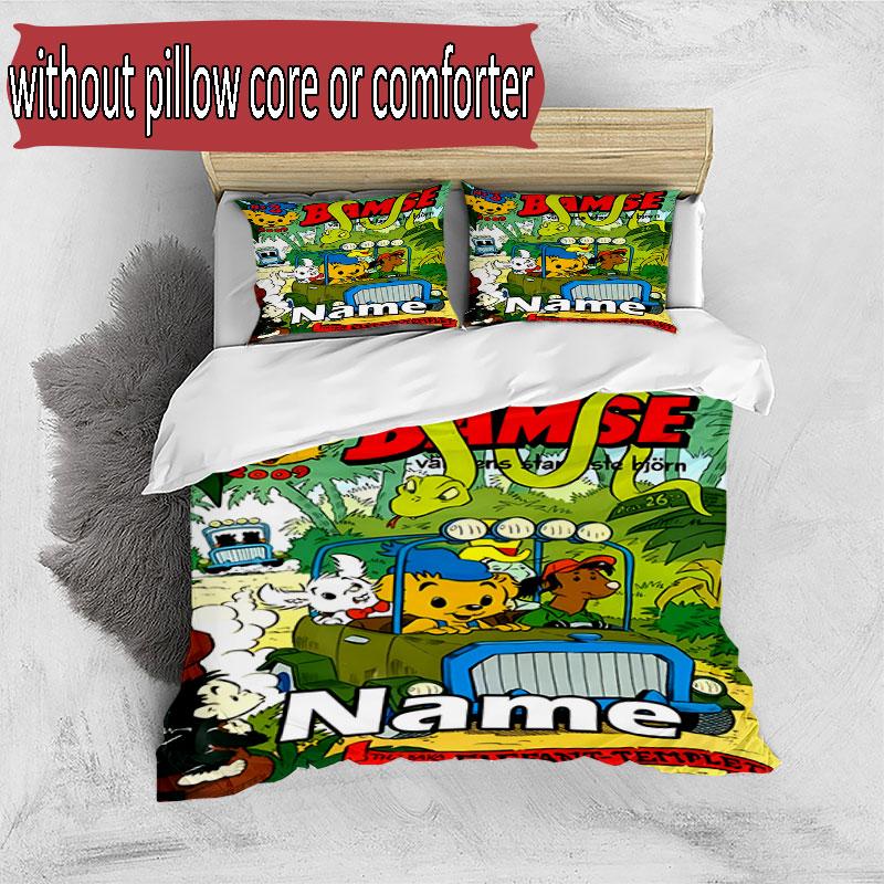 3pcs Duvet Cover Set (1*Duvet Cover + 2*Pillowcase, Without Core), Custom Name Bamse Pattern Bedding Set, Home Bedroom Decor Gift