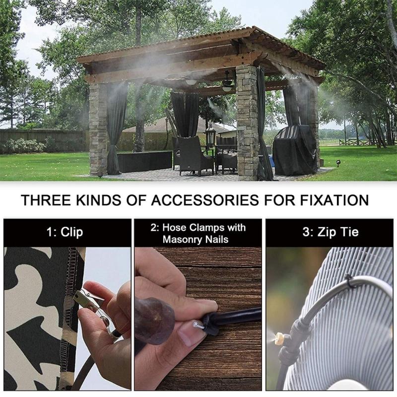 Backyard Seating Fog Line with Hose Fitting for Yard and Garden Use, Outdoor Water Set for Deck and Balcony Layouts