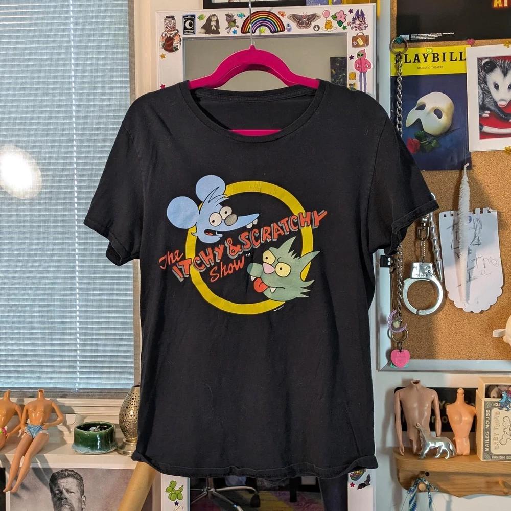 The Itchy Scratchy Show Black TShirt S