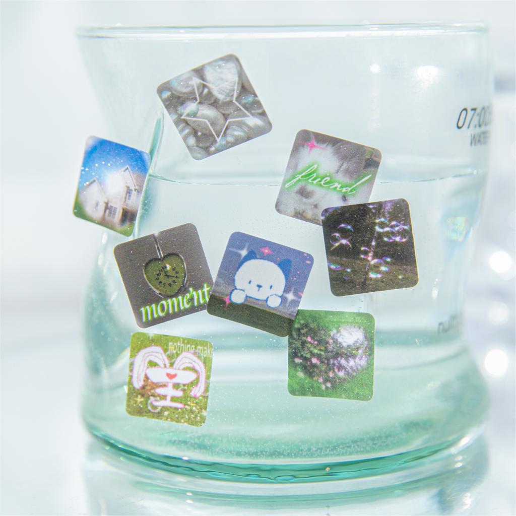 2 Blatt/Beutel Synthetisches Papier Sparkling Fantasy Diary Serie Fantasy Kleine Quadratische Dekorative Aufkleber Für Fotorahmen Kalender