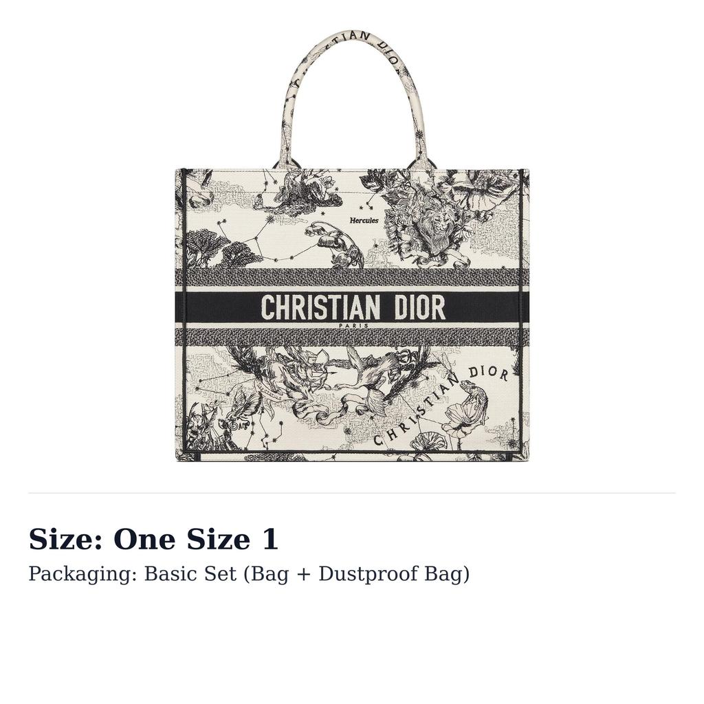 Dior BookTote Embroidery Tote Bag, Shopping Bag, Handbag Large Women's Beige/Black M1286ZRHZ-M941