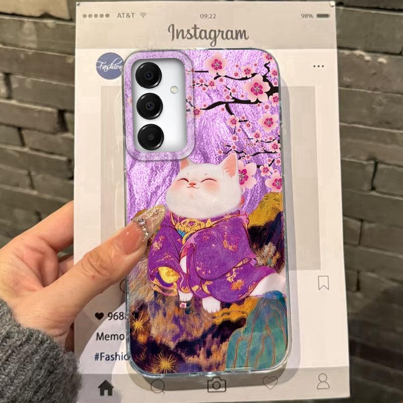 

Винтажный чехол с цветами и кошкой для Samsung A56 A16 A17 S24 S25 FE Xiaomi Redmi Note 14 13 Pro 14C A5 Huawei Honor 400 200 Lite Pro iPhone 16 Противоударный чехол Samsung A36 синий