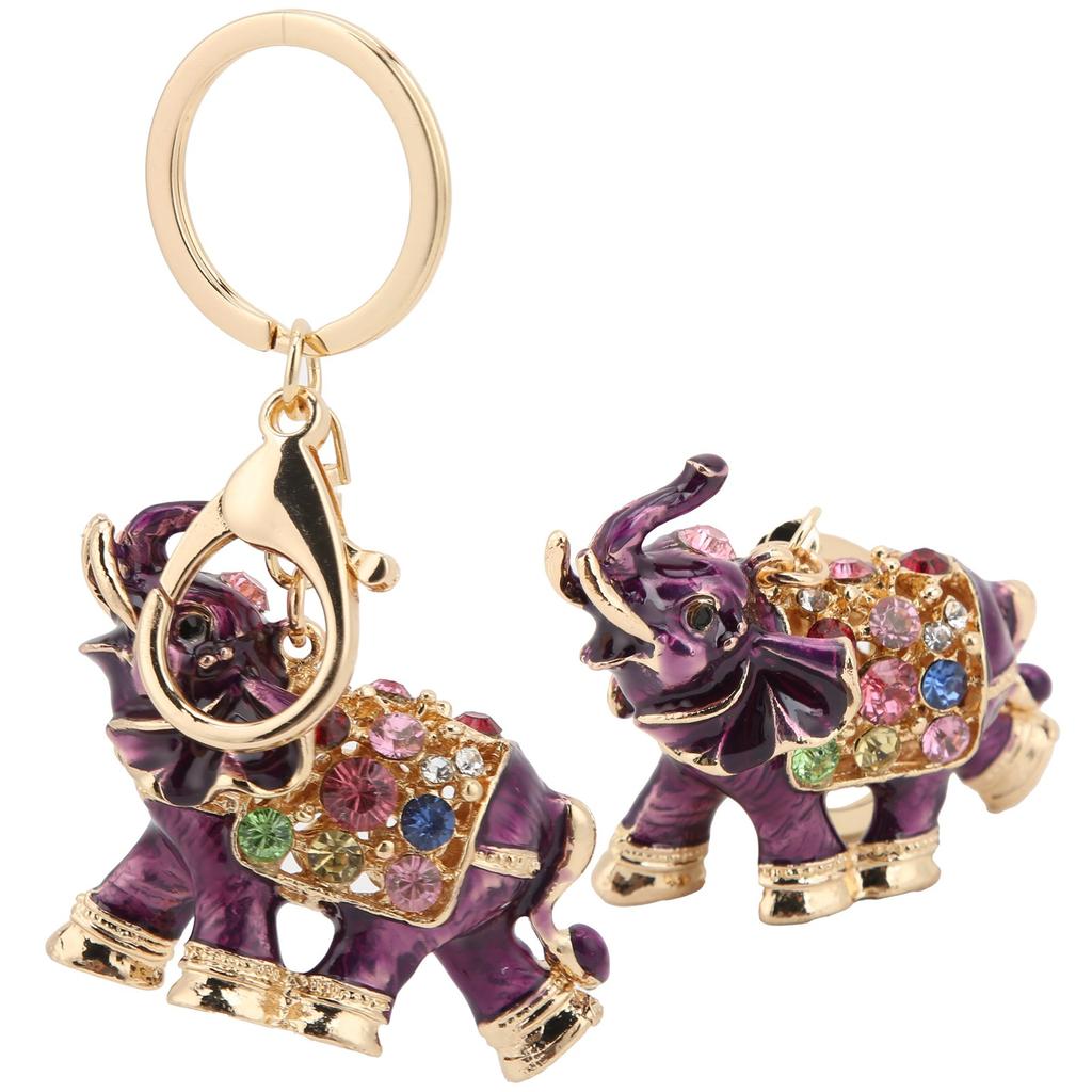 Keychain Exquisite RhinestoneEncrusted Elephant Car Bag Pendant for Girl Birthday Gift(Dark Brown )