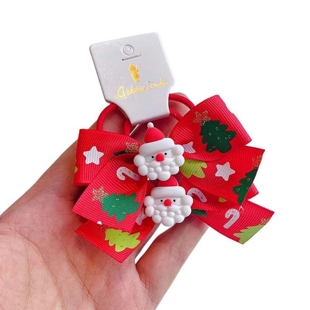 Headband Santa Claus Bells Kids Hair Band Christmas Hair Ring Bow Rubber Band Christmas Hair Rope