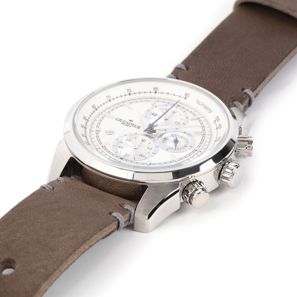 Ceas Grandeur Plus Curea Piele Italiană Seria GRP001W5 Gri [Grandeur Plus] Bărbați