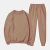Unisex Solid Color Round Neck Fleece Hoodie Set
