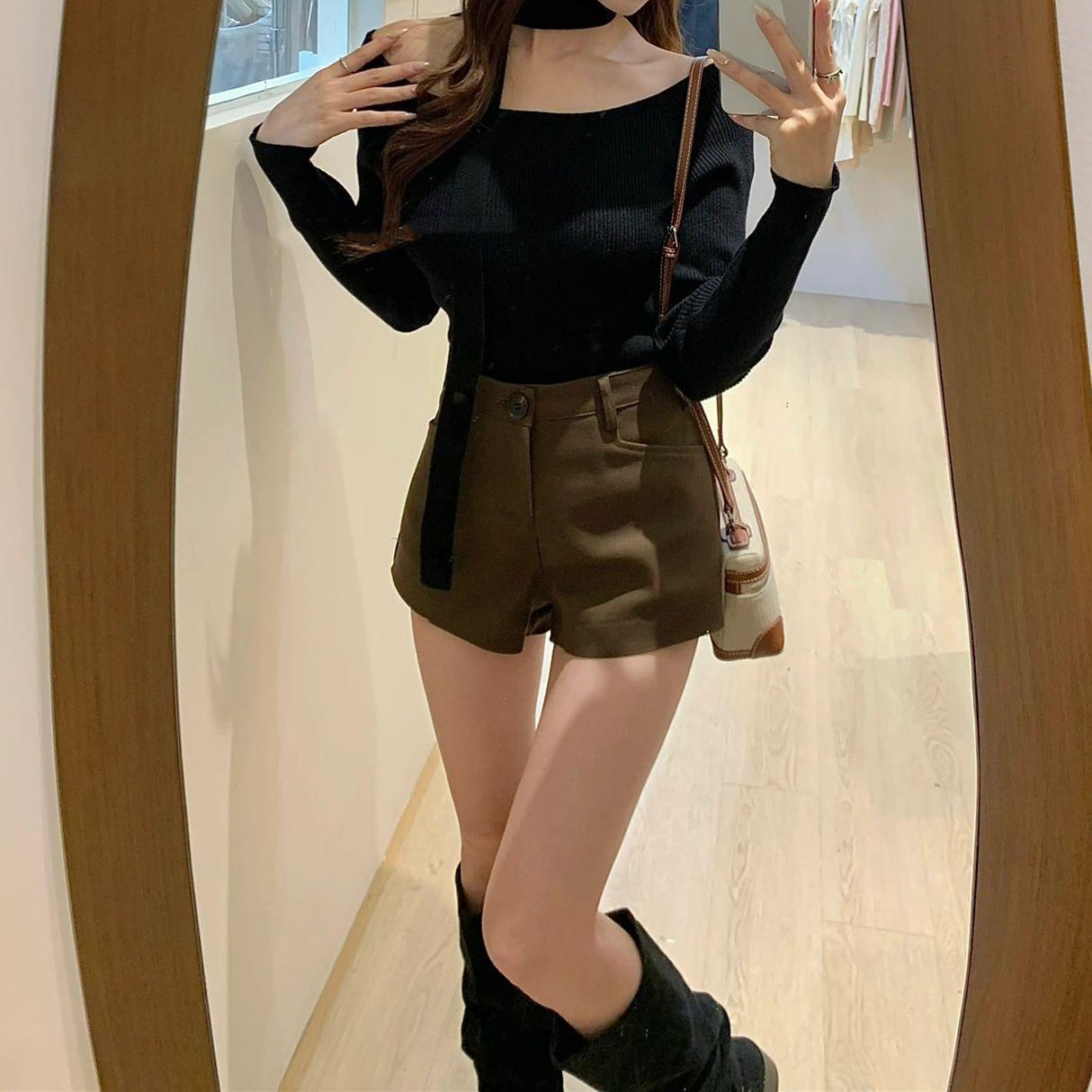 

Plus Size High Waist Bootcut Woolen Pants - Grey British Style Slimming Casual for Women (Spring/Autumn) M