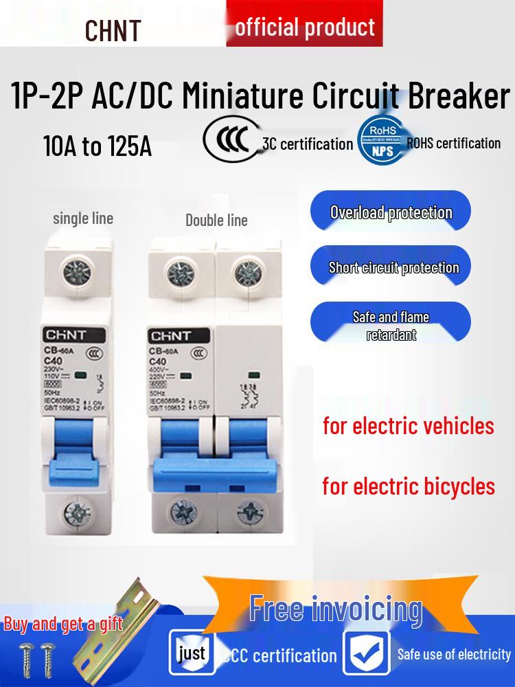 CHINT Electric Vehicle DC Circuit Breaker 80A/100A, 12V-120V MCB Air Switch