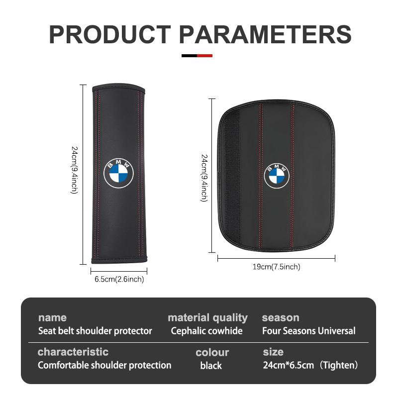 2025 Hot Leather Car Seat Safety Belt Shoulder Protection Padding For BMW E90 E60 E46 E39 F30 F10 E87 X3 X4 X5 X1 G30 G20