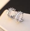 Exquisite Retro Leaves Diamond Earrings Crystal Zircon Earrings Clip Crystal Earrings