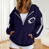 Damen Half-Zip Kapuzen-Rugby Pullover Sweatshirt für Partner-Partnerlook