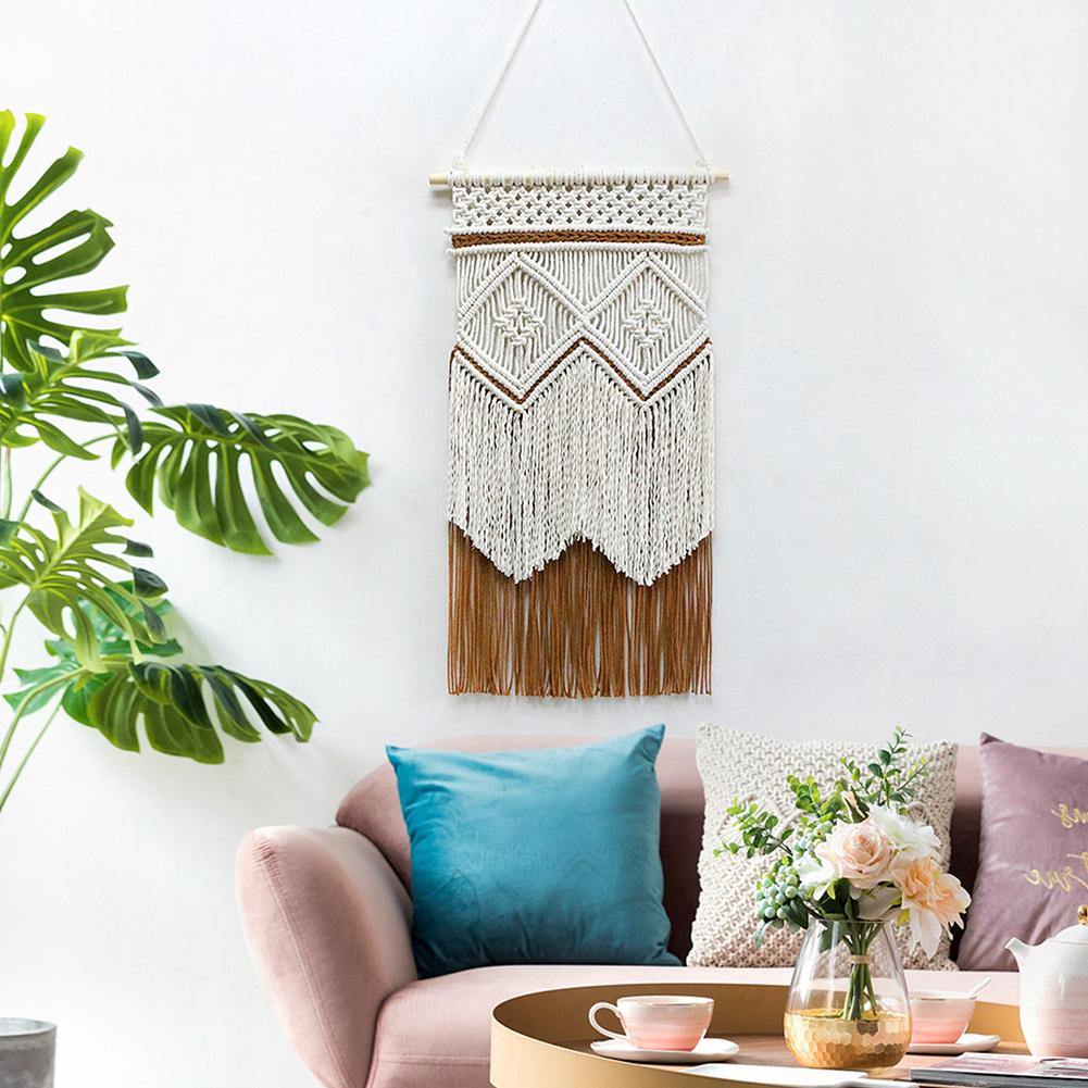 Bohemian Wandbehang Wandteppich Makramee Wanddeko Traumfänger Handgefertigte Handarbeit Für Schlafzimmer Wohnzimmer Dekor D40 x 70cm