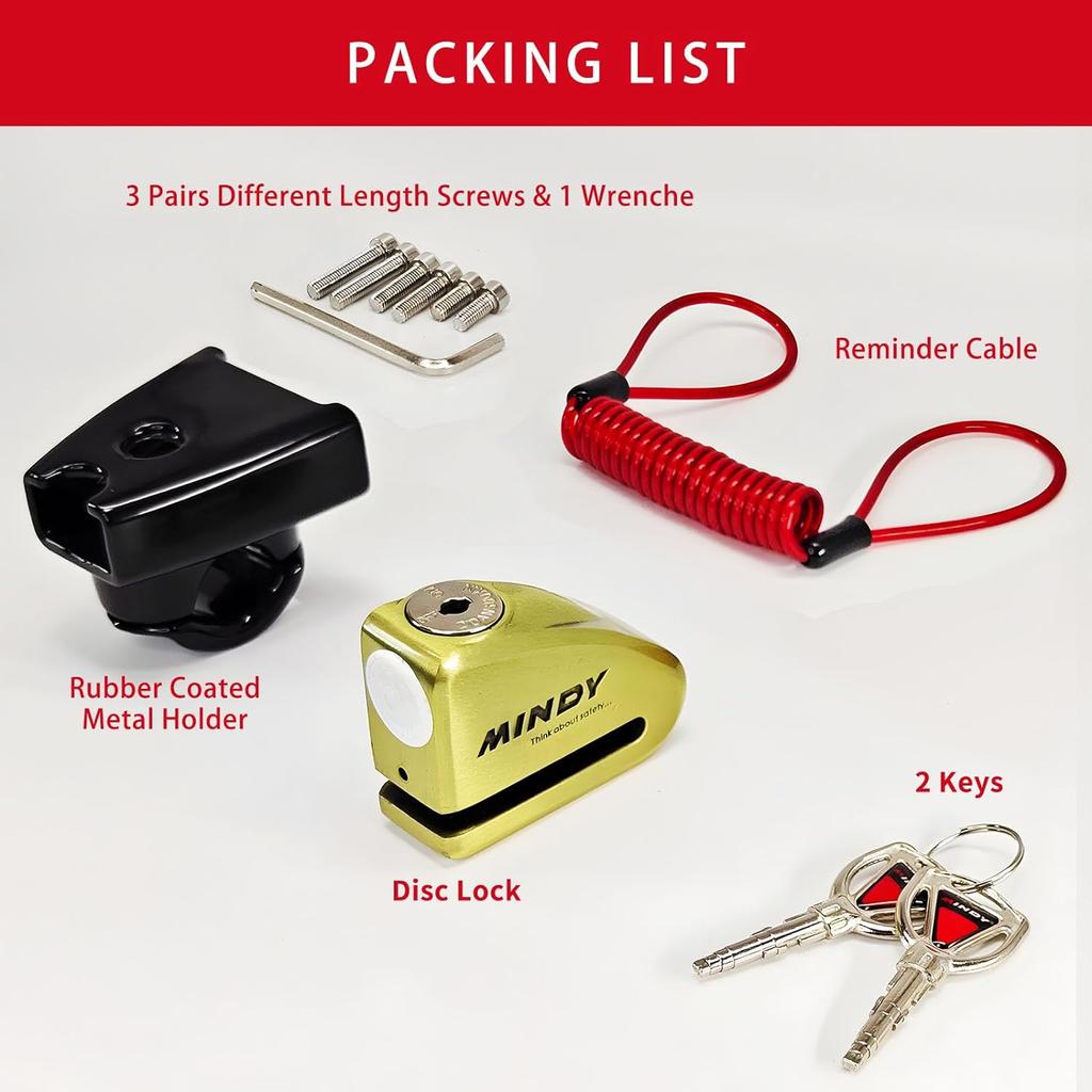 thumbnail image 2 of 3pcs Anti-Theft Alarm Disc Lock Reminder Wire For Motorcycle 2 of 9