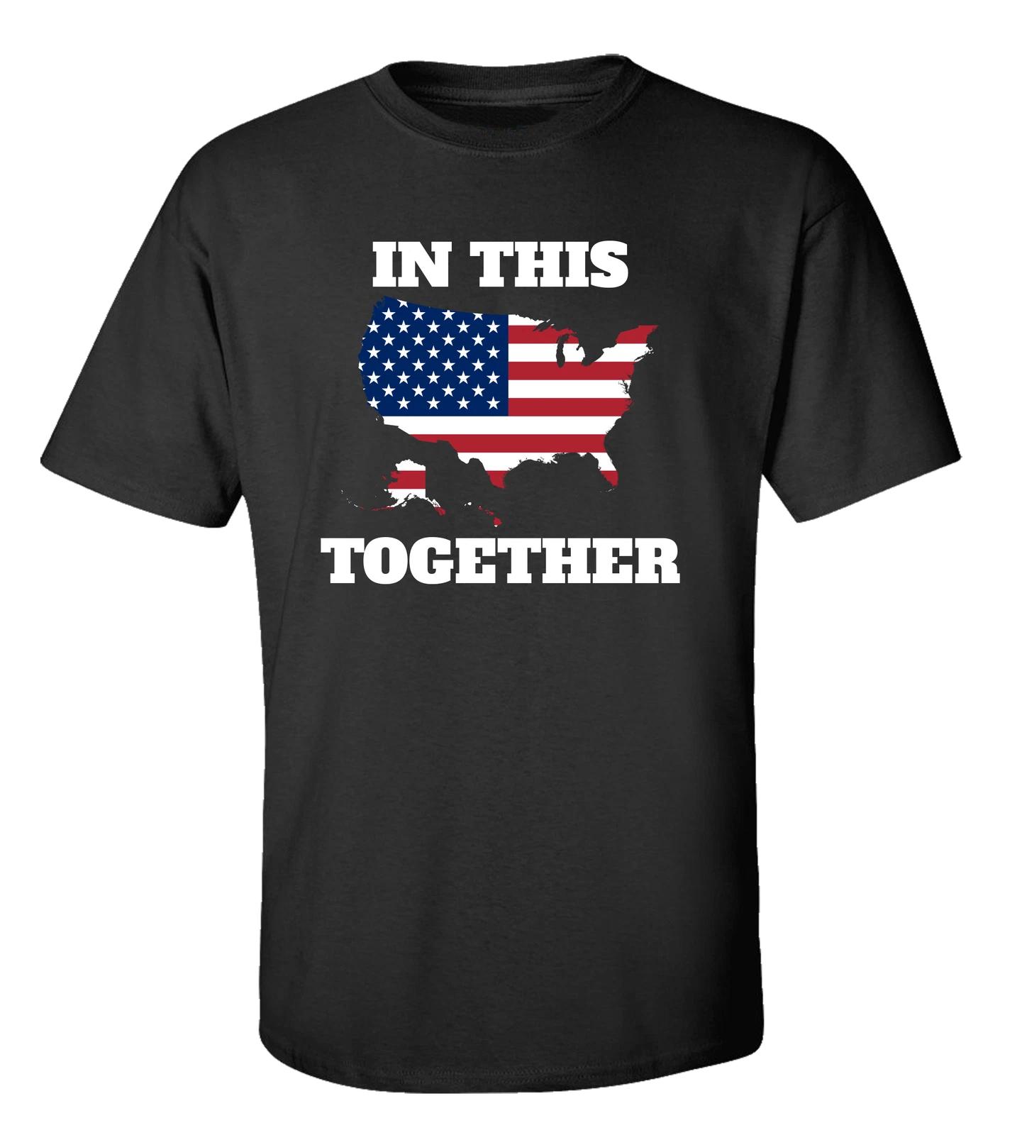 United States Flag Map We Are In This Together Adult Unisex Short Sleeve T-Shirt 3XL