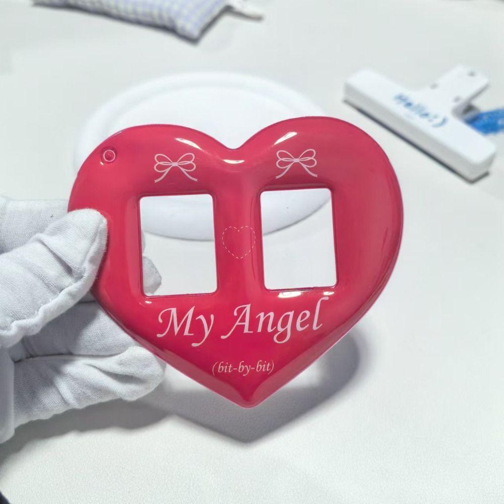 Creative Love Heart Photocard Holder 2 Slots with Keychain Card Holder Colorful Cute Idol Photo Protective Cover for Girls
