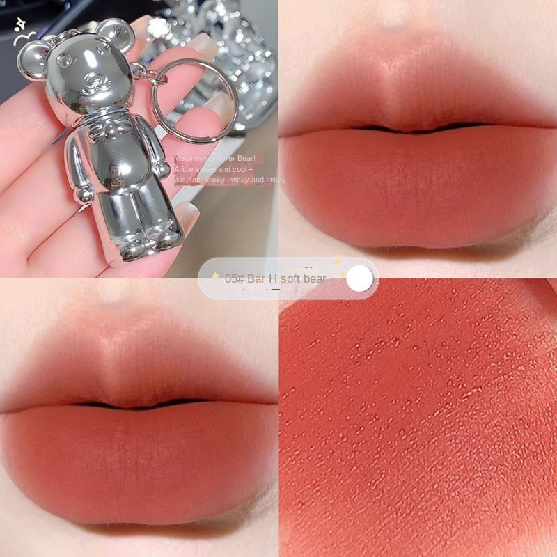 Bär Lip Schlamm Matte Nebligen Samt Lip Glasur Lippenstift Schlüsselanhänger Anhänger Student Party Lippenstift Make-Up Mädchen