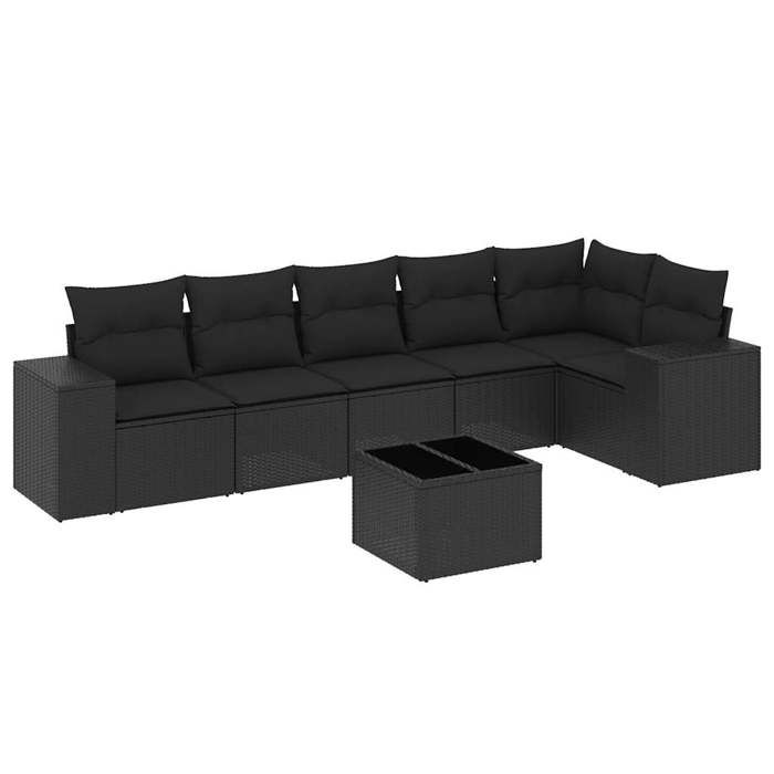 VidaXL Garden Lounge Set with Cushions 7 Pcs, Patio Sofas, Patio Furniture Set, Outdoor Furniture, Black 3222594