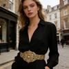 Blingbling Waist Belt Stylish Carved Floral Waist Chain Belt Elaborate Chain Belly Chain for Wedding Waistband