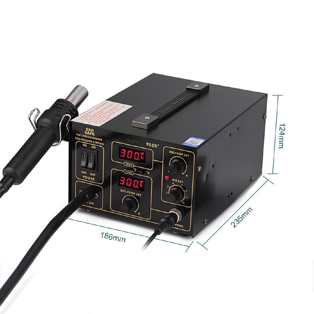 220V US/EU YIHUA 952D+ 2-in-1 SMD Rework Solder Station Soldering Iron Hot Air Heating Tool
