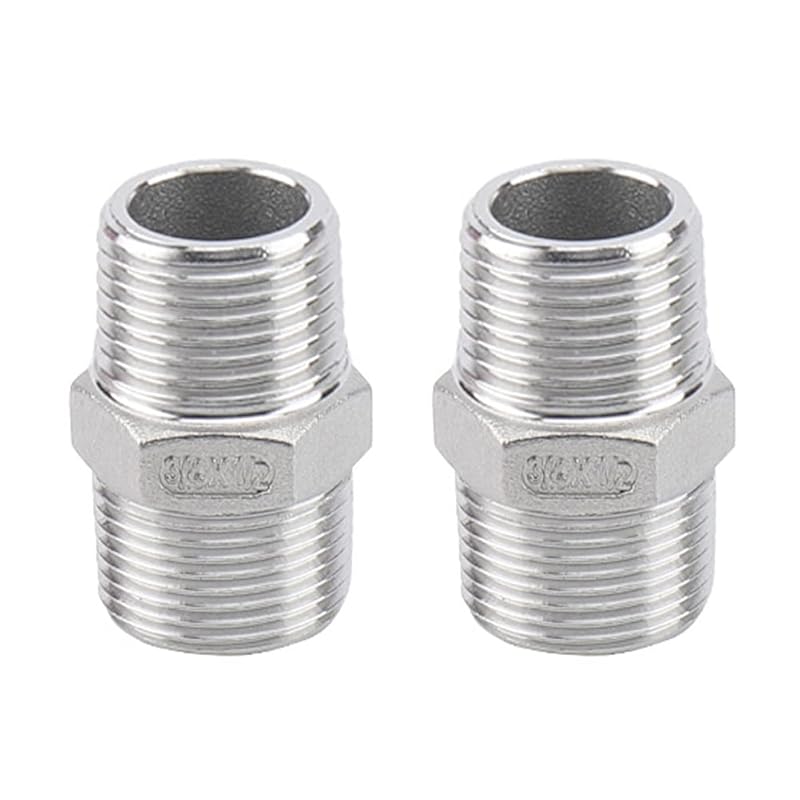 Feelers Reducing Hex Nipple, 304 Stainless Steel 1"x 3/4" NPT Male Pipe Fitting Reducer Nipple Adapter (Pack of 2)