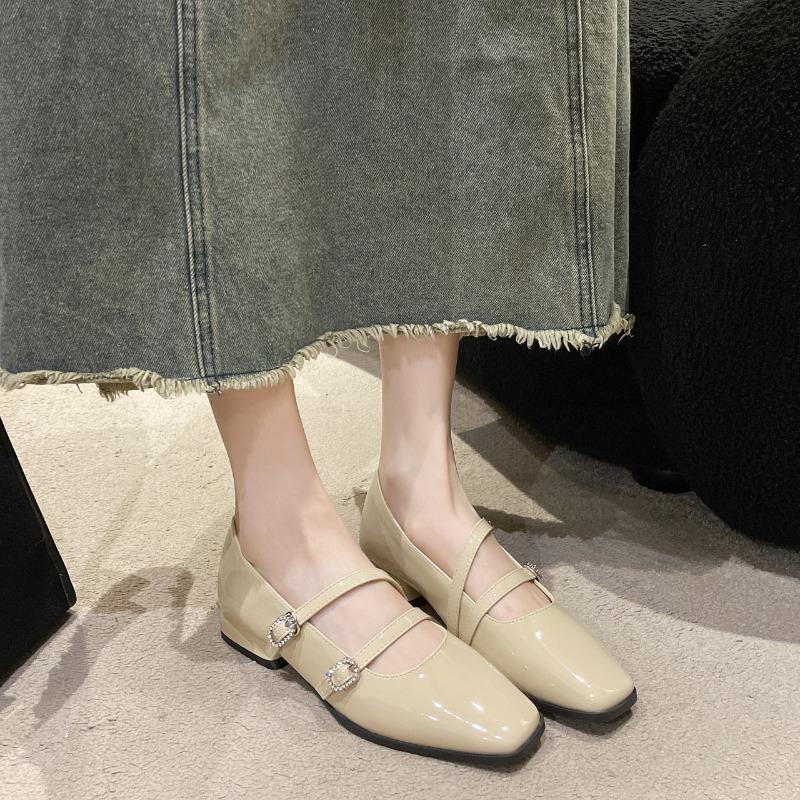 

Новые женские туфли Мэри Джейн с французским квадратным носком, двойной пряжкой, неглубоким вырезом, высоким каблуком, средним каблуком, формальные, модные, элегантные, низкие 40 хаки