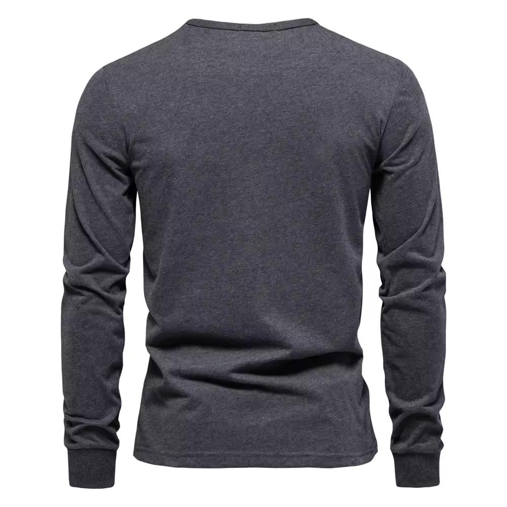 T-shirt da uomo in cotone a maniche lunghe, tinta unita, stampa con lettere, magliette casual da uomo, top primaverili, maglietta, abbigliamento da uomo