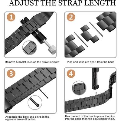 Classic Stainless Steel Metal Band for Amazfit Bip 6/Bip 5/GTR 4 3 Pro/GTR 4 3 2 2E/GTR 47mm Smart Watch Bracelet with Adjustment Tool for Huawei