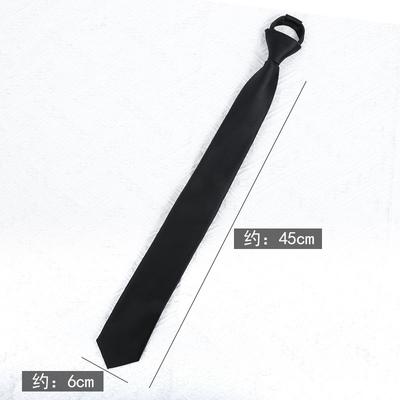 Black Versatile No-Knot Business Men'S Tie Casual Korean Dress Zipper Lazy Solid Color Tie