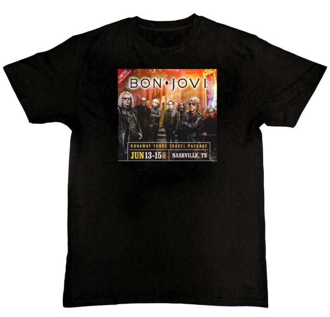 Bon Jovi Band Nashville Trip Tour Graphic Print T-Shirt M